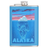AlaskaIcebergのヴィンテージ旅行ポスター フラスク (正面)