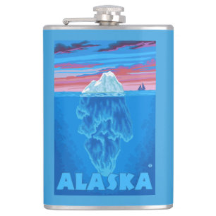 AlaskaIcebergのヴィンテージ旅行ポスター フラスク