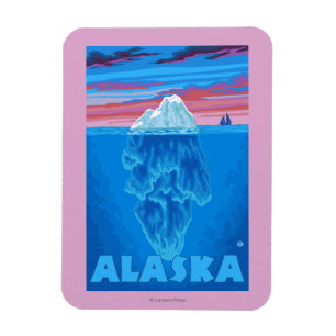AlaskaIcebergのヴィンテージ旅行ポスター マグネット