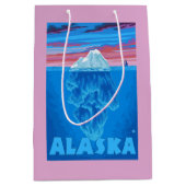 AlaskaIcebergのヴィンテージ旅行ポスター ミディアムペーパーバッグ (正面)