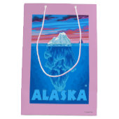 AlaskaIcebergのヴィンテージ旅行ポスター ミディアムペーパーバッグ (裏面)