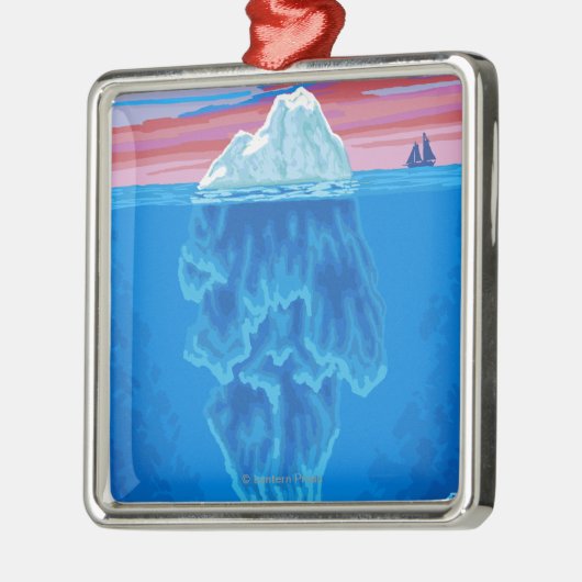 AlaskaIcebergのヴィンテージ旅行ポスター メタルオーナメント (左)
