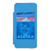 AlaskaIcebergのヴィンテージ旅行ポスター Incipio iPhoneウォレットケース (フォリオ 正面)
