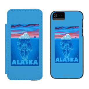 AlaskaIcebergのヴィンテージ旅行ポスター iPhone SE/5/5sウォレットケース