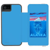 AlaskaIcebergのヴィンテージ旅行ポスター Incipio iPhoneウォレットケース (フォリオオープン)