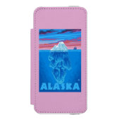 AlaskaIcebergのヴィンテージ旅行ポスター Incipio iPhoneウォレットケース (フォリオ 正面)