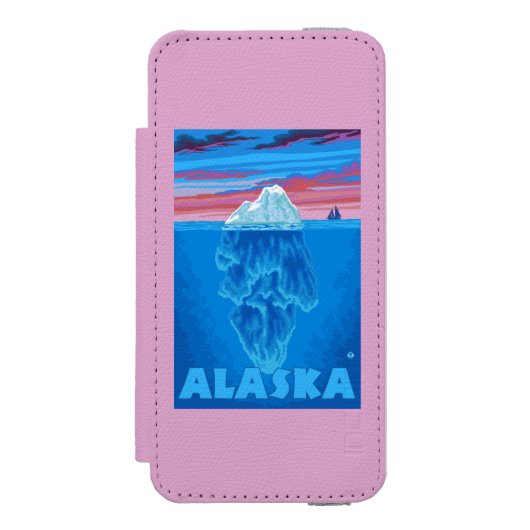 AlaskaIcebergのヴィンテージ旅行ポスター Incipio iPhoneウォレットケース (フォリオ 正面)