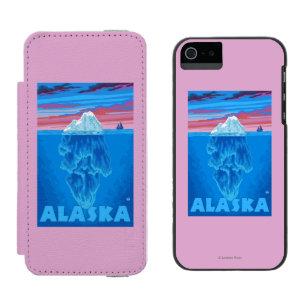 AlaskaIcebergのヴィンテージ旅行ポスター iPhone SE/5/5sウォレットケース