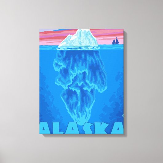 AlaskaIcebergヴィンテージ旅行ポスター キャンバスプリント (正面)