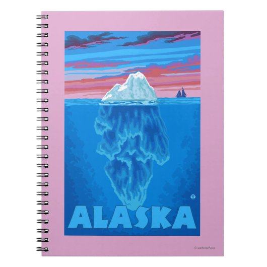 AlaskaIcebergヴィンテージ旅行ポスター ノートブック (正面)