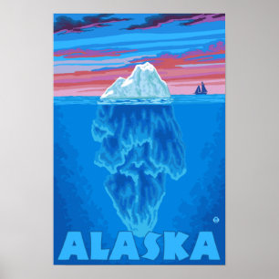 AlaskaIcebergヴィンテージ旅行ポスター ポスター
