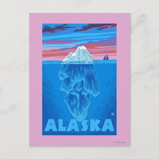 AlaskaIcebergヴィンテージ旅行ポスター ポストカード (正面)