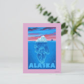 AlaskaIcebergヴィンテージ旅行ポスター ポストカード (スタンド正面)