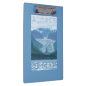 AlaskaLargeの氷河場面ヴィンテージ旅行 クリップボード (右)