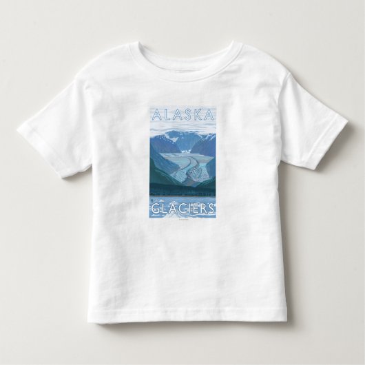 AlaskaLargeの氷河場面ヴィンテージ旅行 トドラーTシャツ (正面)