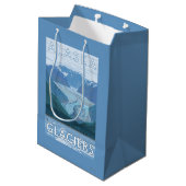 AlaskaLargeの氷河場面ヴィンテージ旅行 ミディアムペーパーバッグ (裏面アングル)