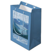 AlaskaLargeの氷河場面ヴィンテージ旅行 ミディアムペーパーバッグ (正面アングル)