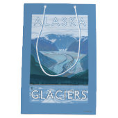 AlaskaLargeの氷河場面ヴィンテージ旅行 ミディアムペーパーバッグ (裏面)