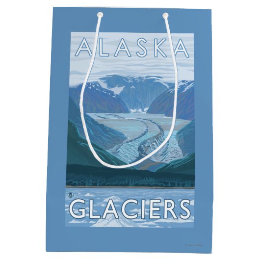 AlaskaLargeの氷河場面ヴィンテージ旅行 ミディアムペーパーバッグ (裏面)