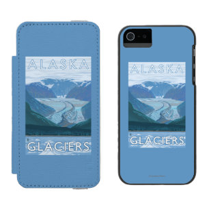 AlaskaLargeの氷河場面ヴィンテージ旅行 iPhone SE/5/5sウォレットケース