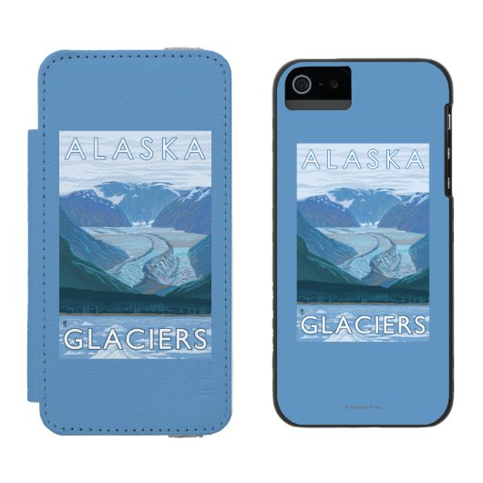 AlaskaLargeの氷河場面ヴィンテージ旅行 Incipio iPhoneウォレットケース (並び)