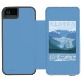 AlaskaLargeの氷河場面ヴィンテージ旅行 Incipio iPhoneウォレットケース (フォリオオープン)