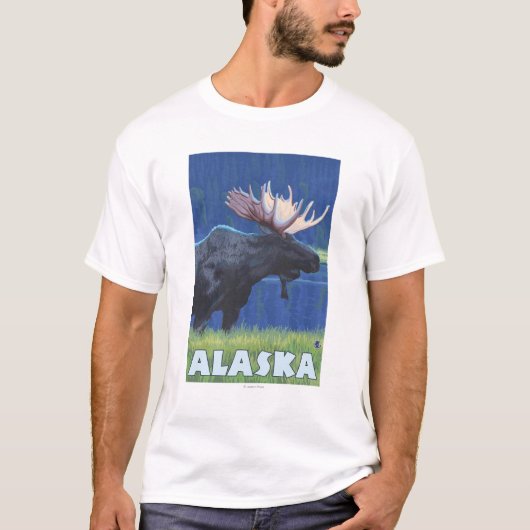 AlaskaMoonlightのアメリカヘラジカ Tシャツ (正面)