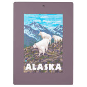 AlaskaMountainのヤギのヴィンテージ旅行ポスター クリップボード (裏面)