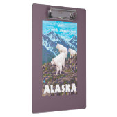 AlaskaMountainのヤギのヴィンテージ旅行ポスター クリップボード (右)