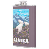 AlaskaMountainのヤギのヴィンテージ旅行ポスター フラスク (左)