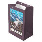 AlaskaMountainのヤギのヴィンテージ旅行ポスター ミディアムペーパーバッグ (正面アングル)
