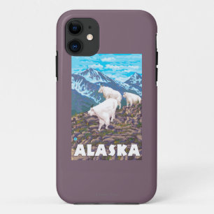 AlaskaMountainのヤギのヴィンテージ旅行ポスター iPhone 11 ケース