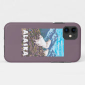 AlaskaMountainのヤギのヴィンテージ旅行ポスター Case-Mate iPhoneケース (裏面(横))