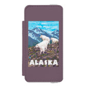 AlaskaMountainのヤギのヴィンテージ旅行ポスター Incipio iPhoneウォレットケース (フォリオ 正面)