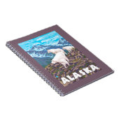 AlaskaMountain Goatsヴィンテージ旅行ポスター ノートブック (右側)