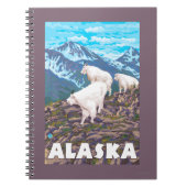 AlaskaMountain Goatsヴィンテージ旅行ポスター ノートブック (正面)