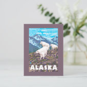 AlaskaMountain Goatsヴィンテージ旅行ポスター ポストカード (スタンド正面)