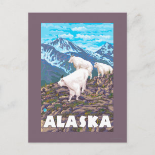 AlaskaMountain Goatsヴィンテージ旅行ポスター ポストカード
