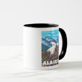 AlaskaMountain Goatsヴィンテージ旅行ポスター マグカップ (正面右)