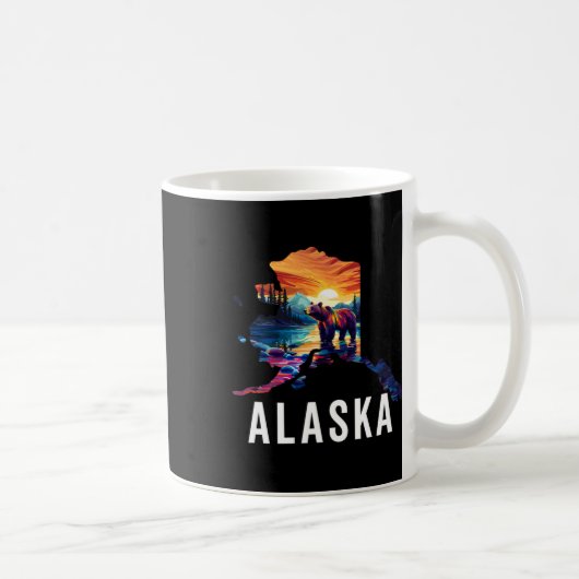 Alaskan Bear Animal Alaska Map Souvenirs Vacation  コーヒーマグカップ (右)