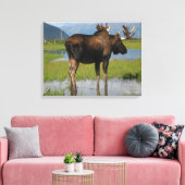 Alaskan Bull Moose in Scenic Marsh写真デザイン キャンバスプリント (インサイチュ (リビング))