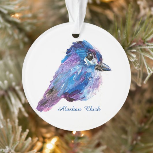 Alaskan Chick acrylic ornament w/QR_no Holid オーナメント (ツリー)