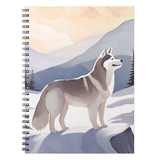 Alaskan Husky | Dog Mountain Watercolor ノートブック (正面)