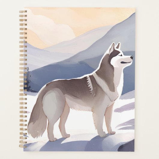 Alaskan Husky | Dog Mountain Watercolor プランナー手帳 (正面)