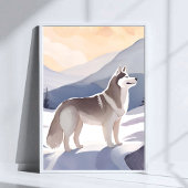 Alaskan Husky | Dog Mountain Watercolor Art ポスター