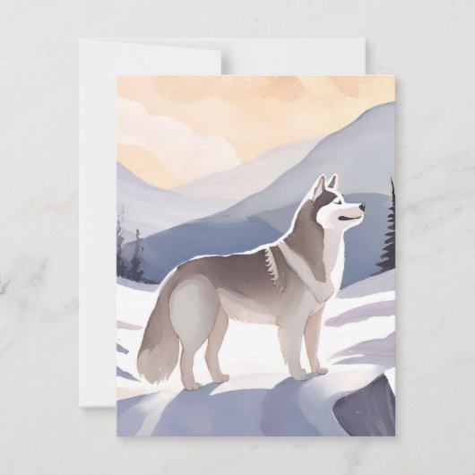 Alaskan Husky | Dog Mountain Watercolor Card (正面)