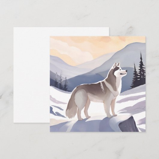 Alaskan Husky | Dog Mountain Watercolor Card (正面/裏面)