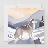 Alaskan Husky | Dog Mountain Watercolor Card (正面)