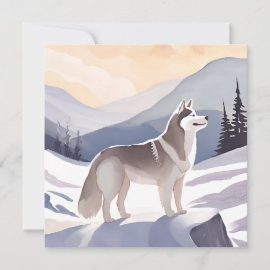 Alaskan Husky | Dog Mountain Watercolor Card (正面)