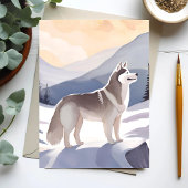 Alaskan Husky | Dog Mountain Watercolor Card